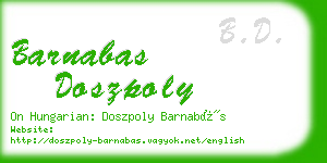 barnabas doszpoly business card